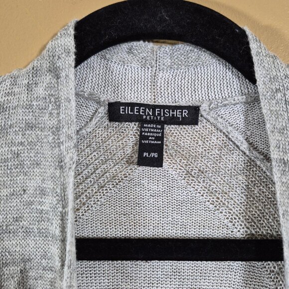 Eileen Fisher Womens Sweater Size L Petite Knit Linen Cardigan Open Long Sleeve - Picture 4 of 7